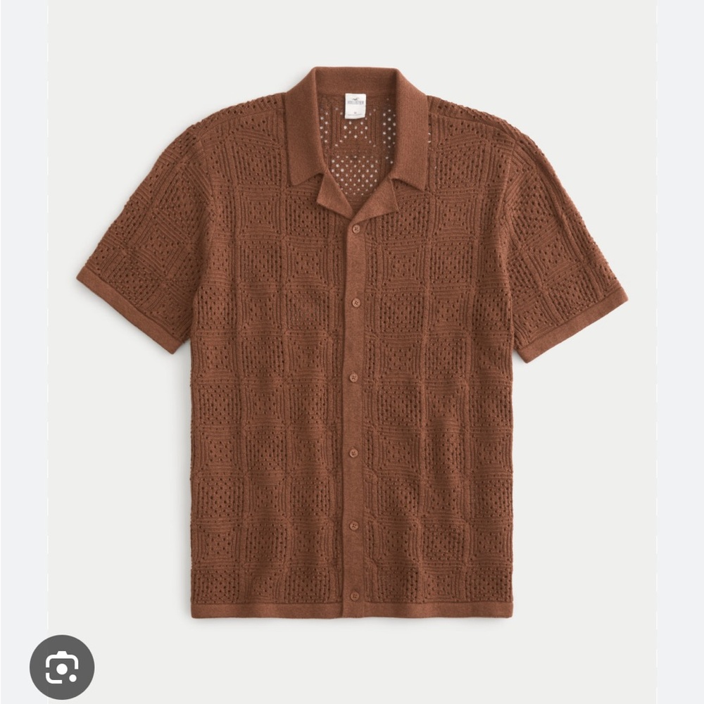 Hollister Men’s Short Sleeve Knitted Button Down Sweater Shirt Size S